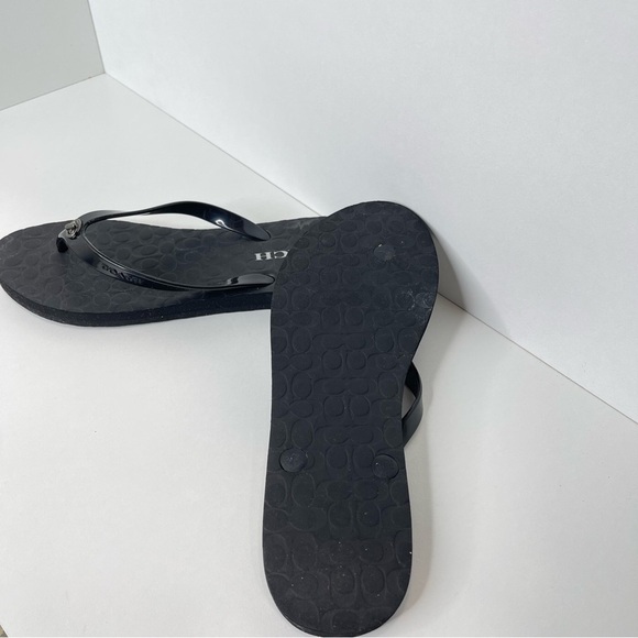 Coach Abbigail Flip Flops Turnlock Logo Thong Rubber Sandals Size 9 vacation - Picture 6 of 8